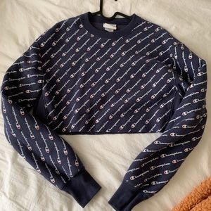 champion cropped logo sweater